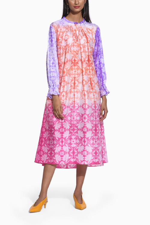 Rust Pink Ombre Shibori Dress