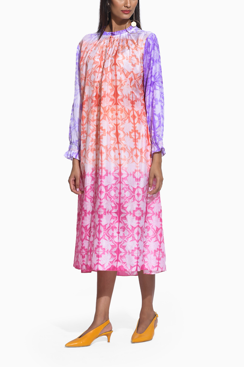 Rust Pink Ombre Shibori Dress