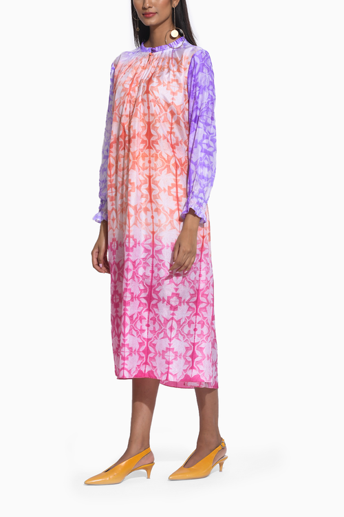 Rust Pink Ombre Shibori Dress