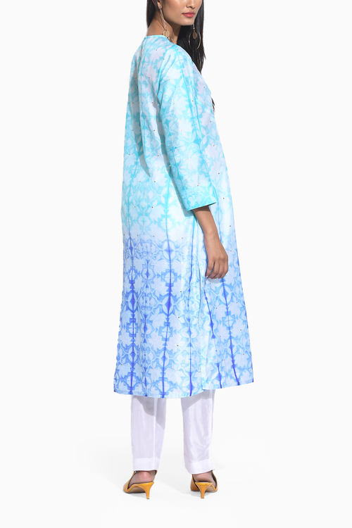 Blue Purple Ombre Shibori Kurta