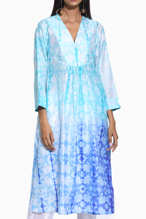Blue Purple Ombre Shibori Kurta