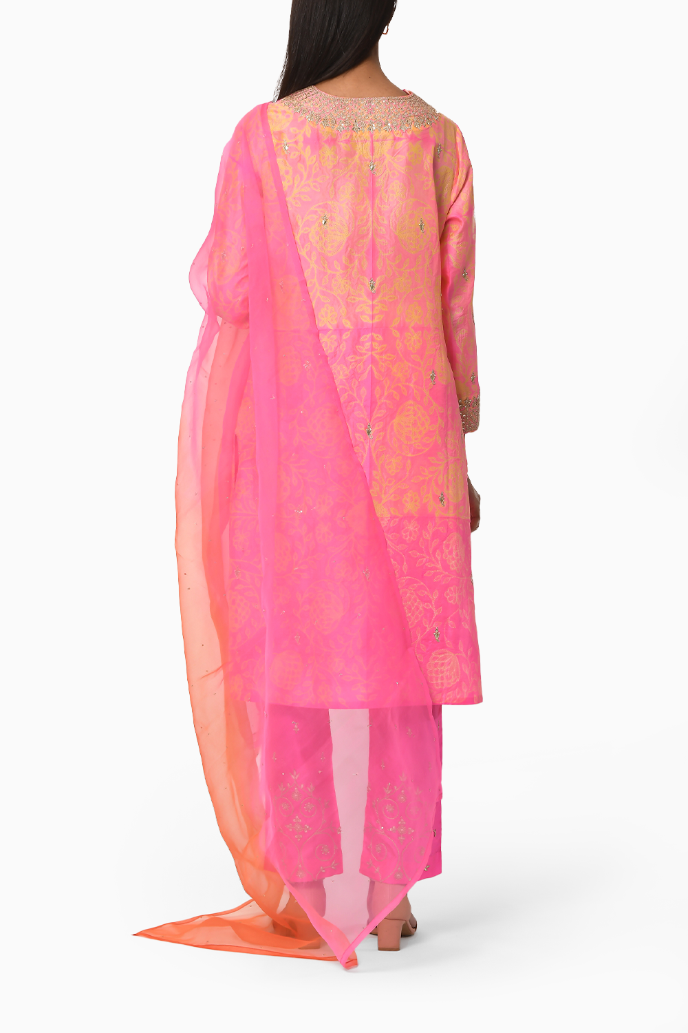 Gulkand Pink Floral Embroidered Kurta Set