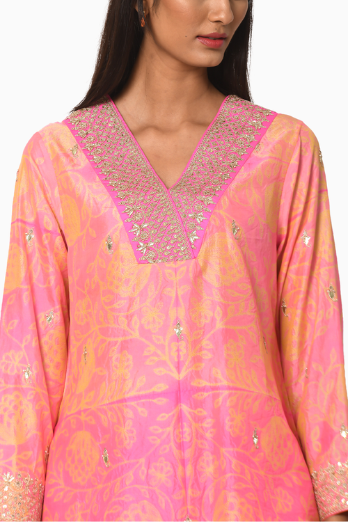 Gulkand Pink Floral Embroidered Kurta Set