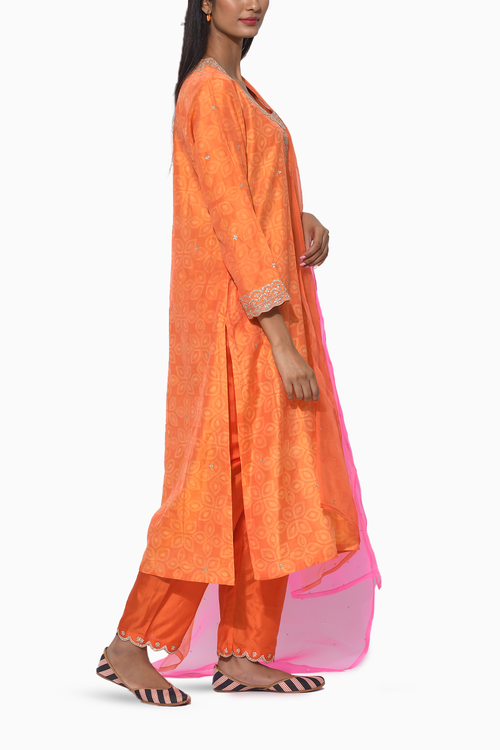 Gulkand Orange Yellow Embroidered Kurta and Pants