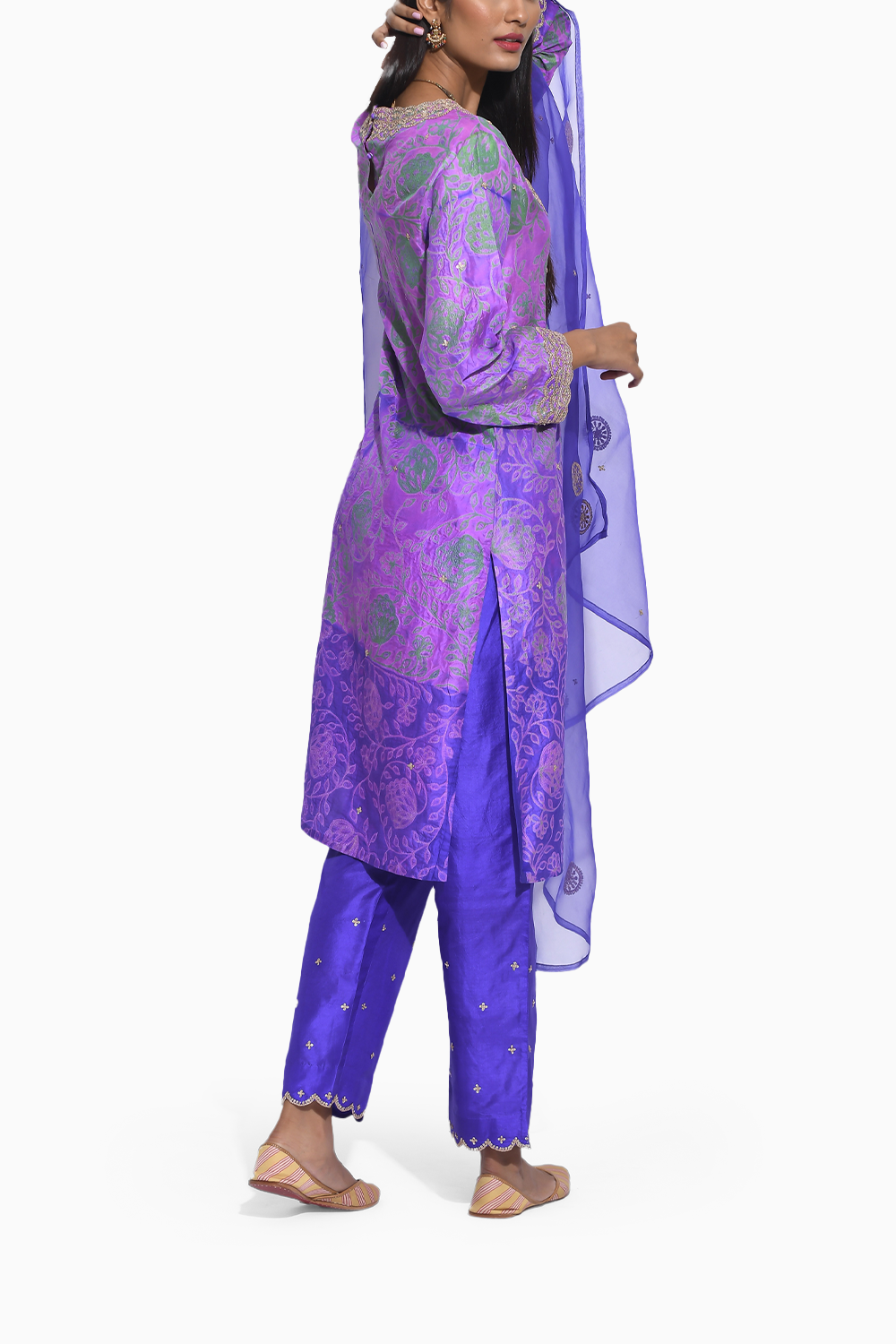 Gulkand Purple Embroidered Kurta Set