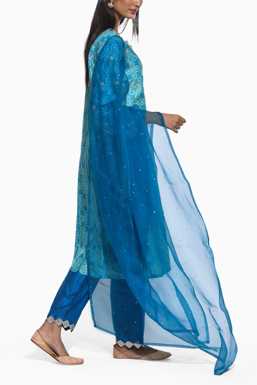 Gulkand Teal Embroidered Kurta Set