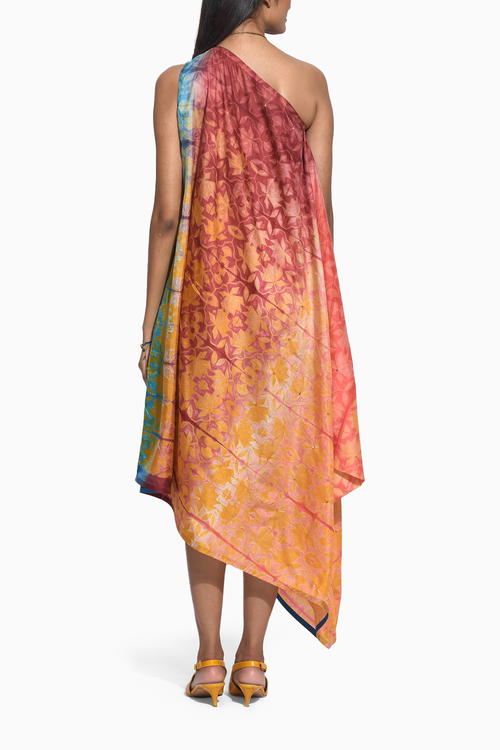 Ombre Brown Teal Shibori Cape