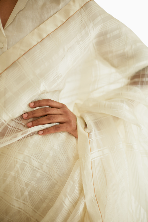 Serenity Ivory Mulberry Organza Silk Saree