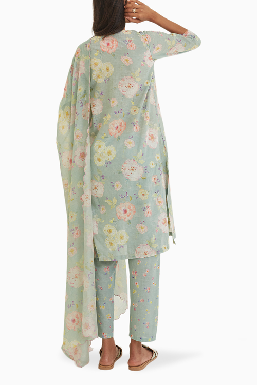 Bliss Sage-Green Khadi Cotton Kurta Set