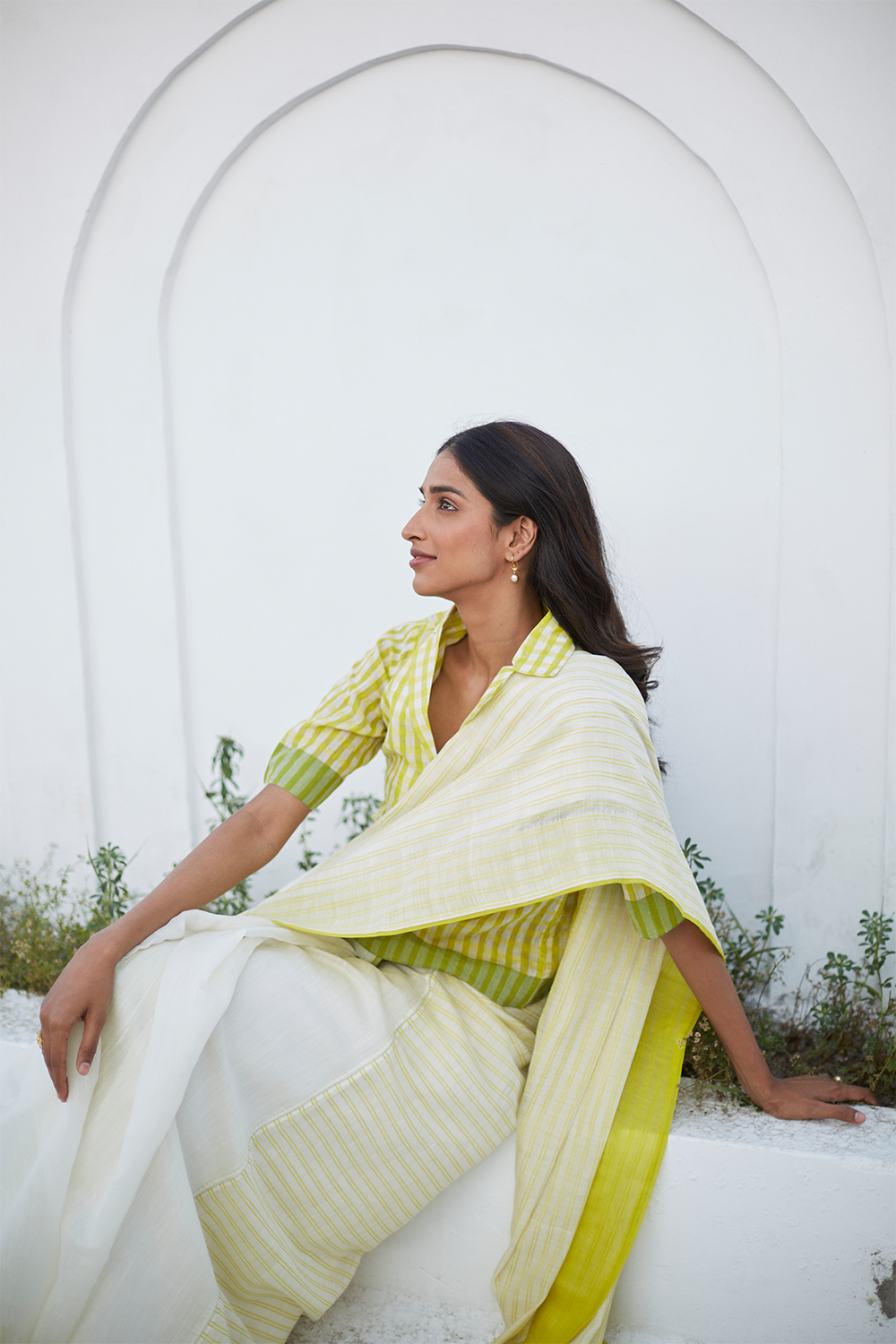 Nostalgia Lime Fine Silk Khadi Saree