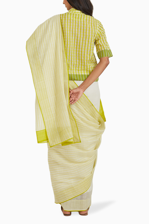 Nostalgia Lime Fine Silk Khadi Saree