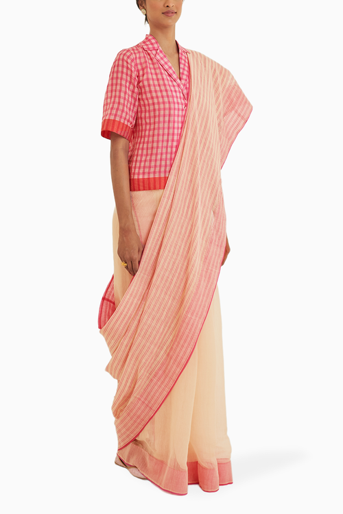 Nostalgia Pink Fine Silk Khadi Saree
