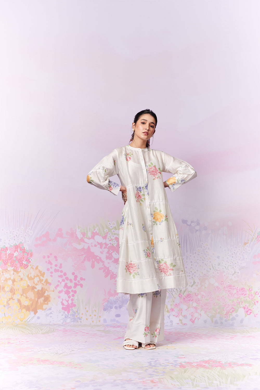 Summer Rose Kurta and Trousers Coord Set