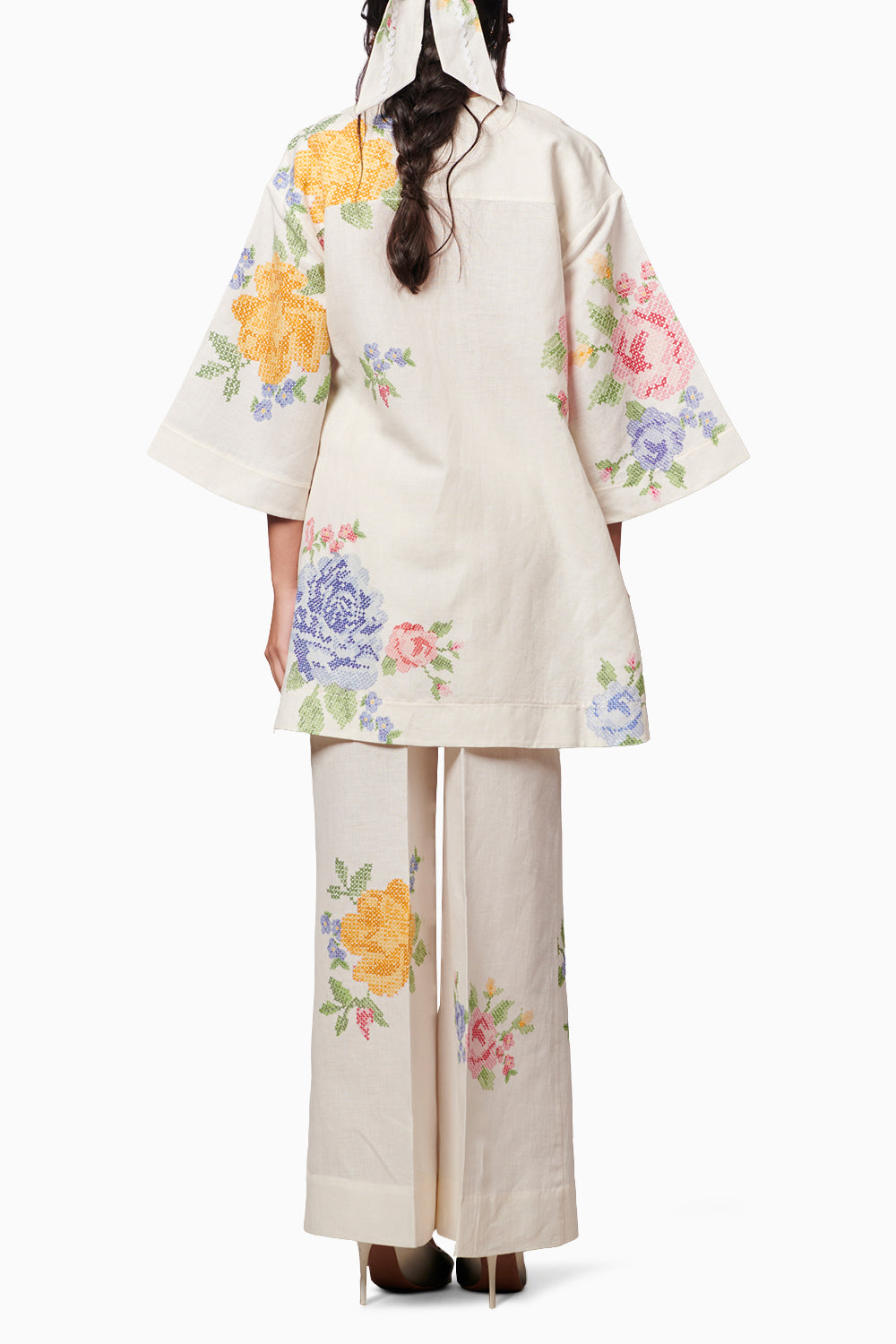 Summer Rose Kurta Shirt and Trousers Coord Set