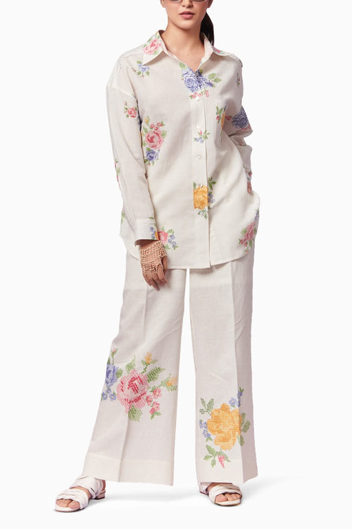 Summer Rose Shirt and Trousers Coord Set