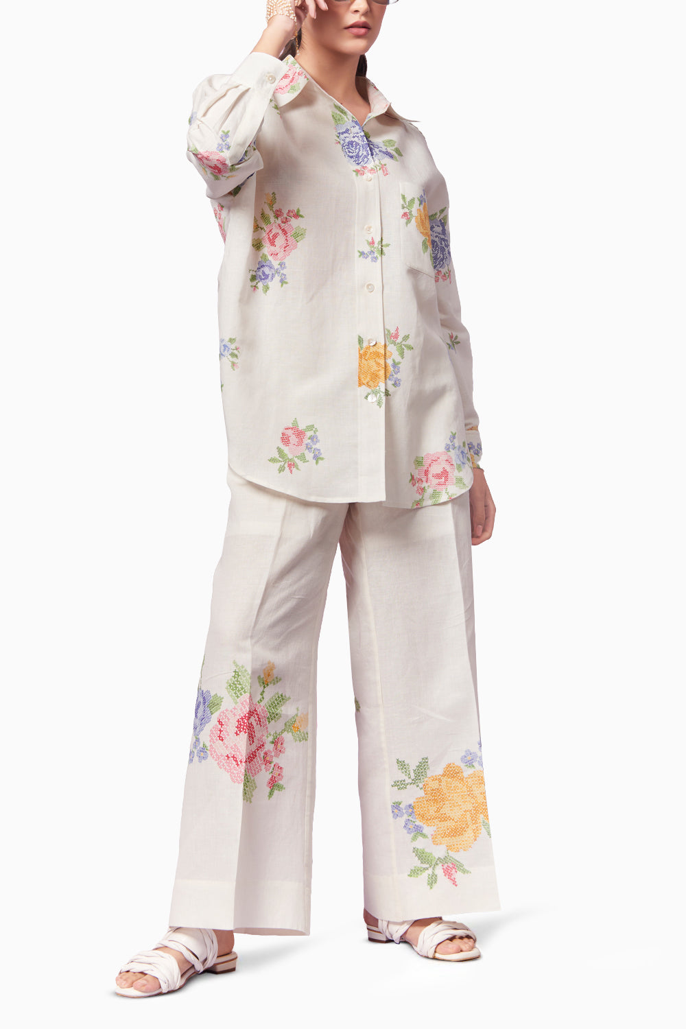 Summer Rose Shirt and Trousers Coord Set