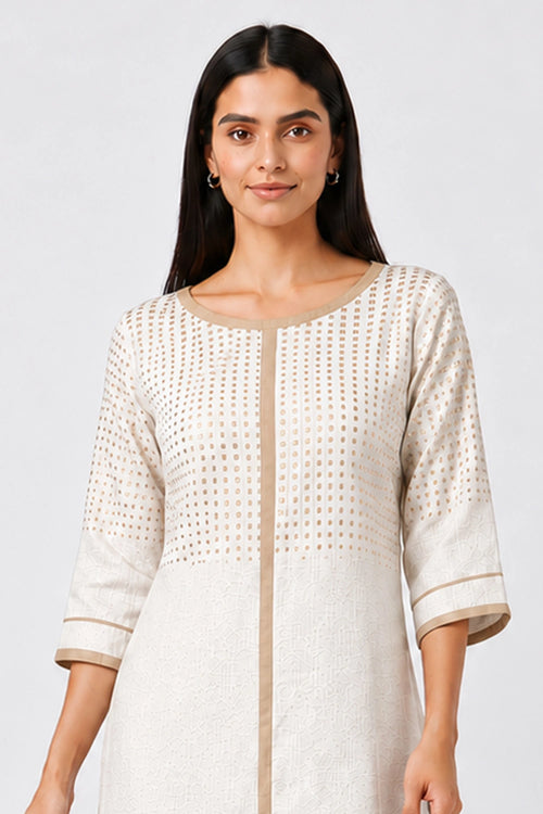 White Sunlit Tiles Kurta Set