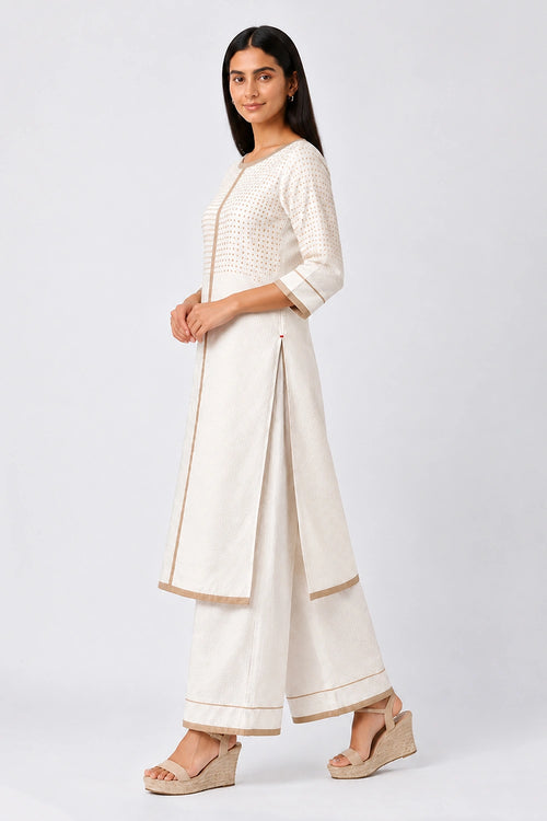White Sunlit Tiles Kurta Set