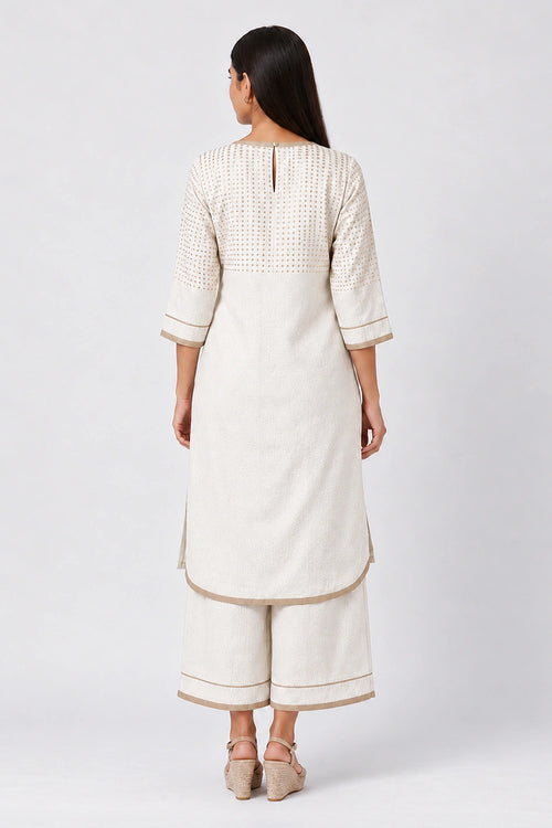 White Sunlit Tiles Kurta Set