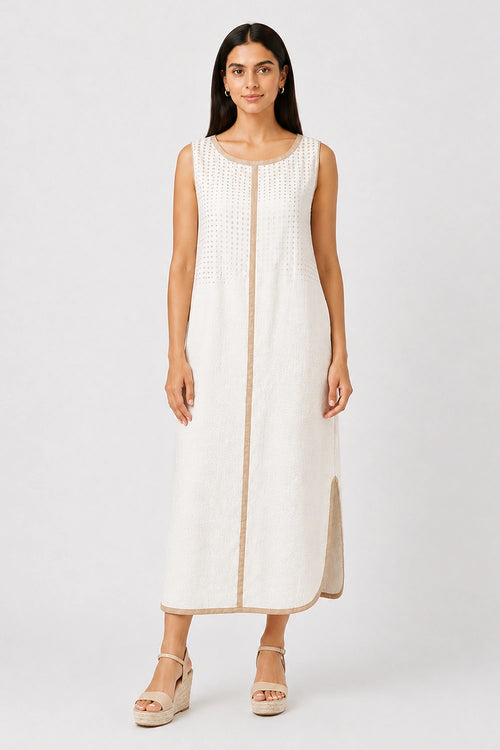 White Sunlit Tiles Roots Dress