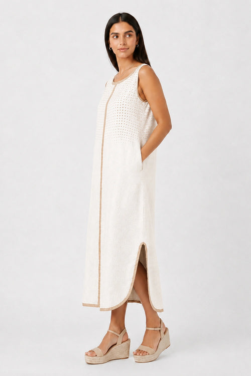 White Sunlit Tiles Roots Dress