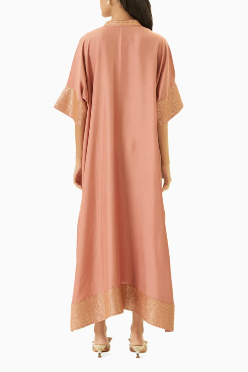 Peach Benaras Border Kaftan