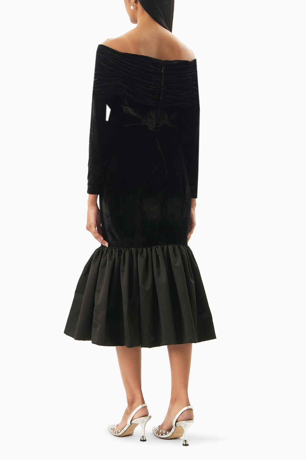 Black Chic Ruffle Velvet Noir Dress