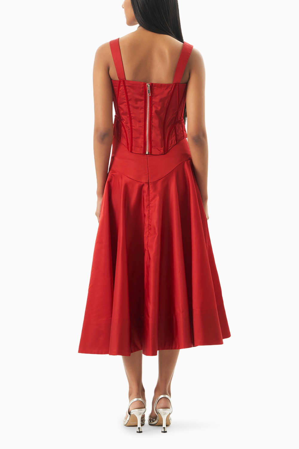 Red Silhouette Sway Corset Top with Skirt Set