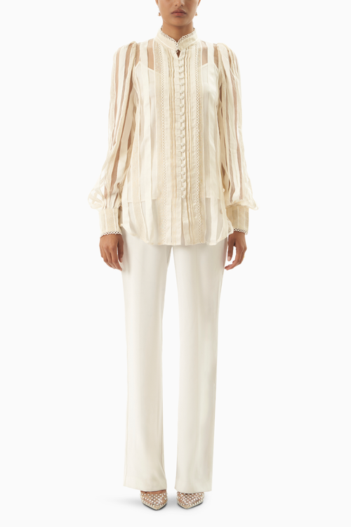 Pale Smoke Linen Top