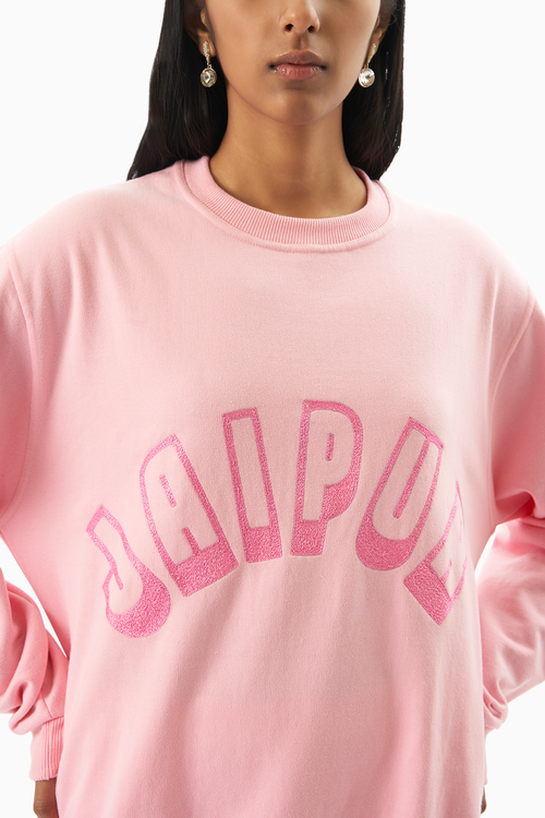 Pink Jaipur Embroidered Sweatshirt