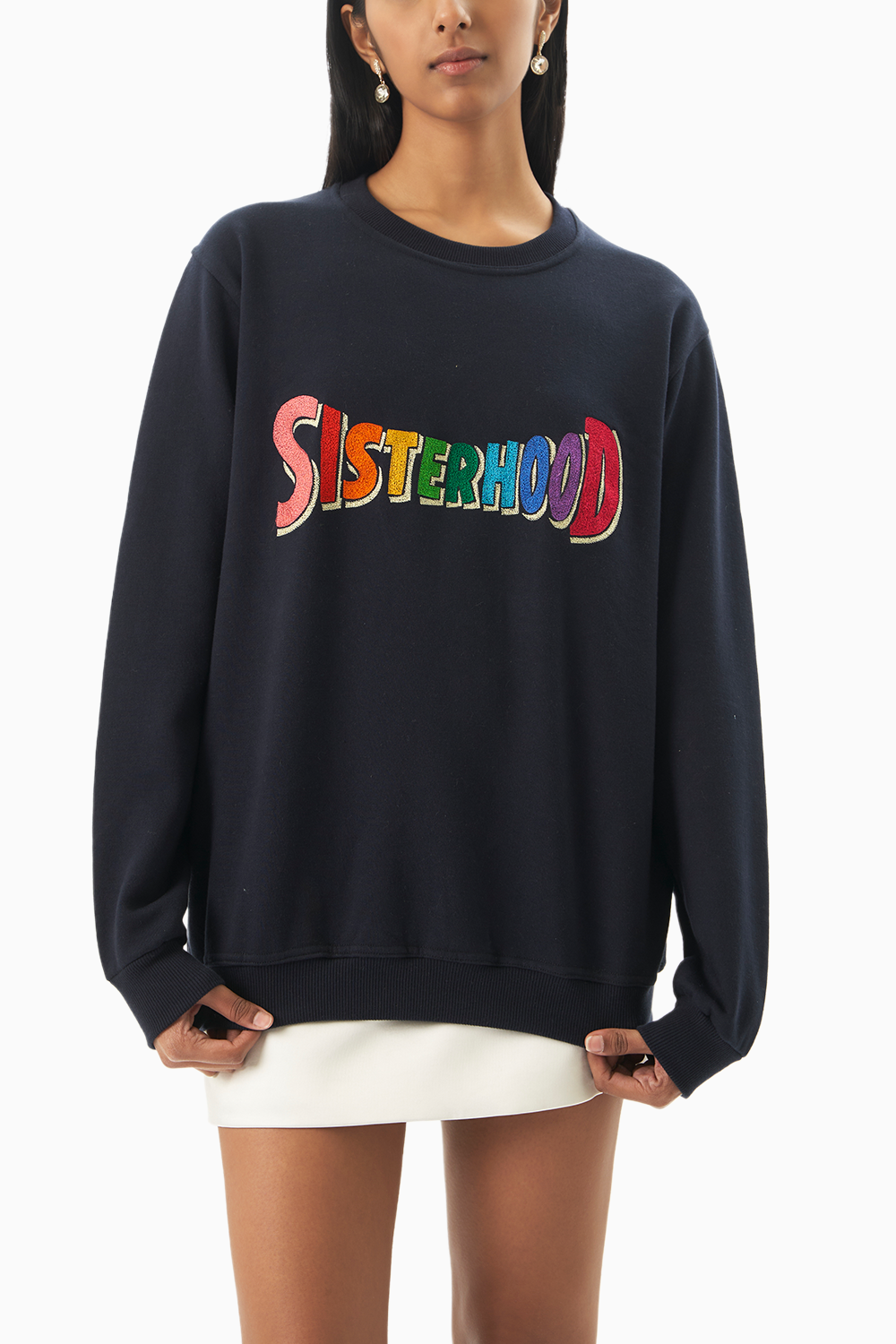 Blue Sisterhood Embroidered Sweatshirt