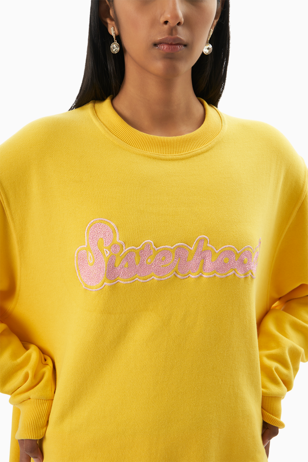 Yellow Sisterhood Embroidered Sweatshirt