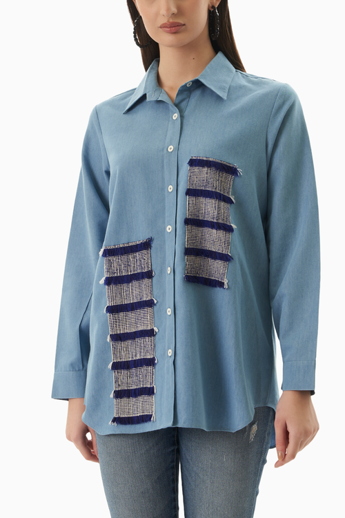 Blue Fringe Shirt