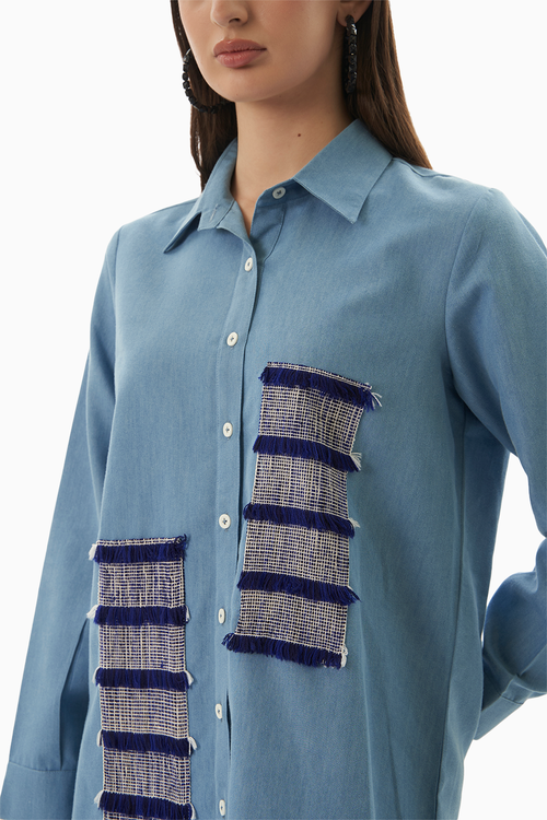 Blue Fringe Shirt