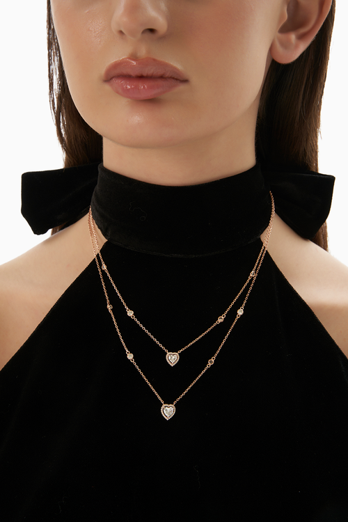 Layered Hearts Silver Chain Necklace