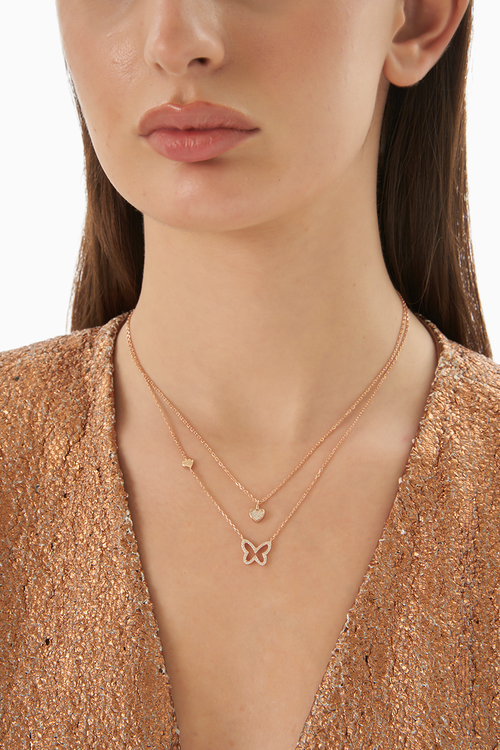 A Flutter Of Hearts Silver Chain Necklace