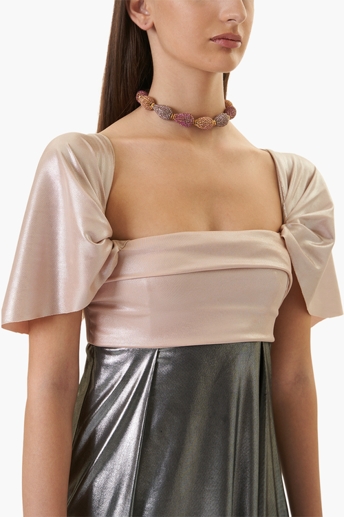 Back Bow Metallic Dress