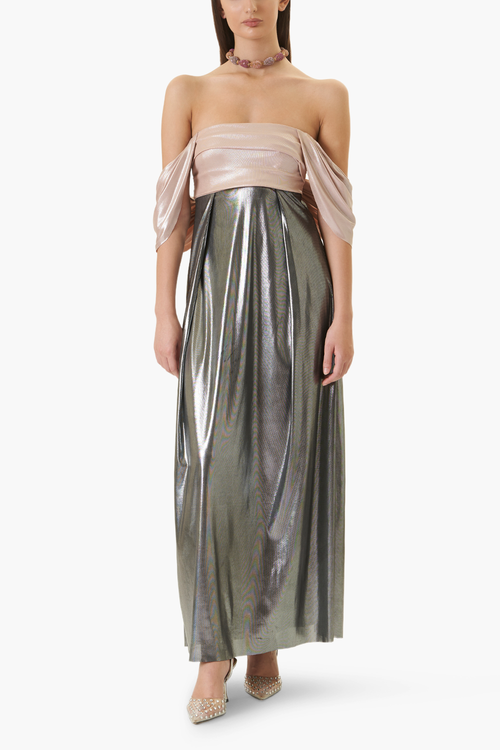Back Bow Metallic Dress