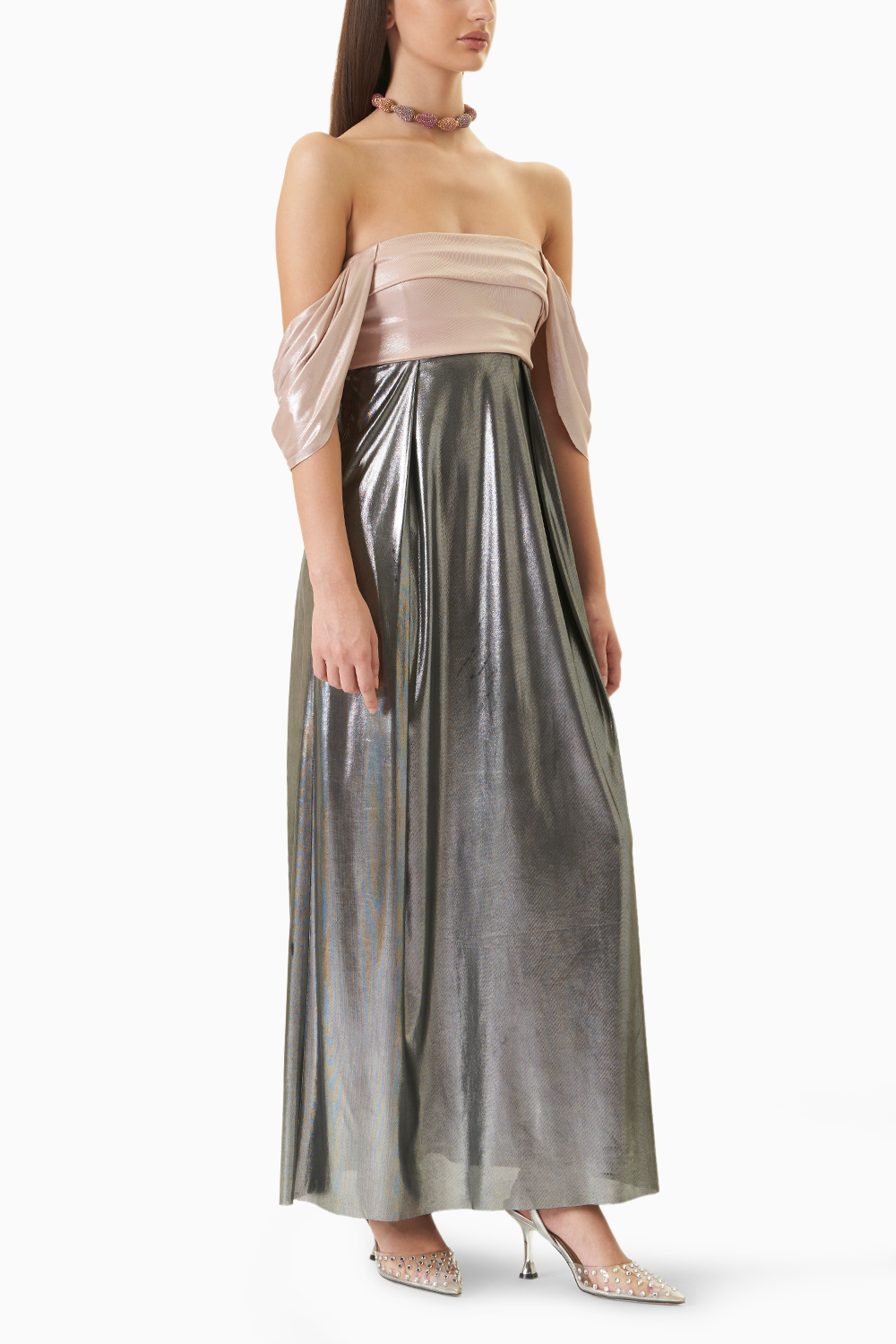 Back Bow Metallic Dress