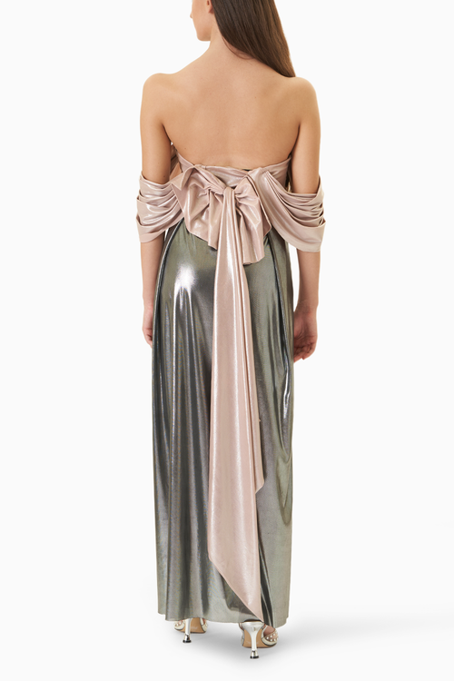 Back Bow Metallic Dress