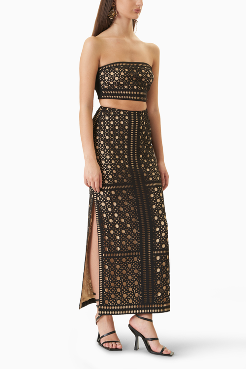 Caning Cutwork Bandeau and Skirt Set