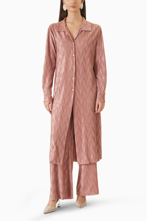 Pink Pleated Pant Set