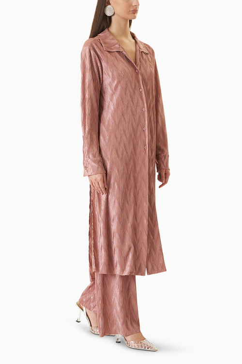 Pink Pleated Pant Set