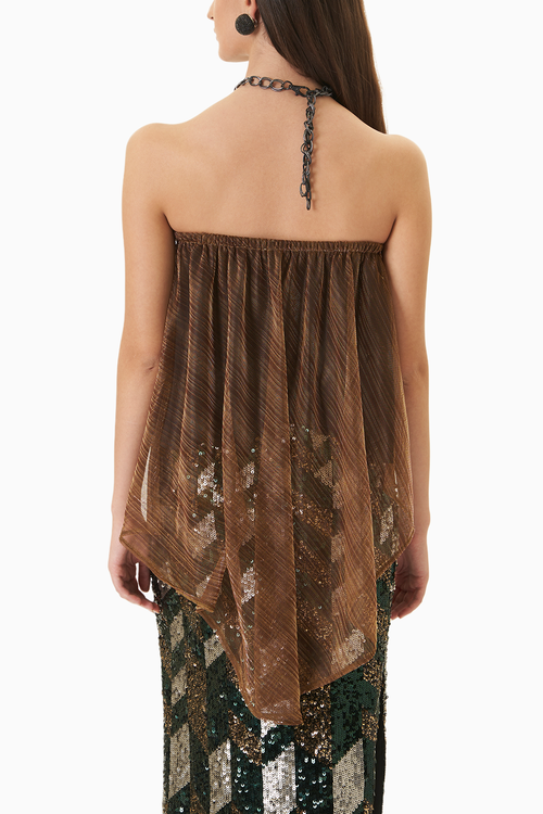 Drape & Chain Lamé Top