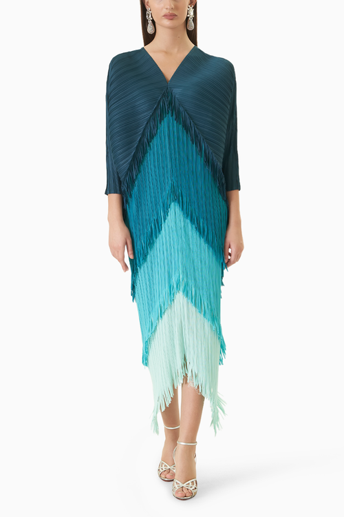 Blue Arianna Fringe Dress