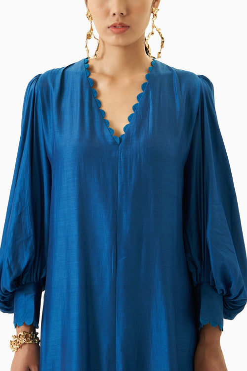 Blue Long Kurta With Pants
