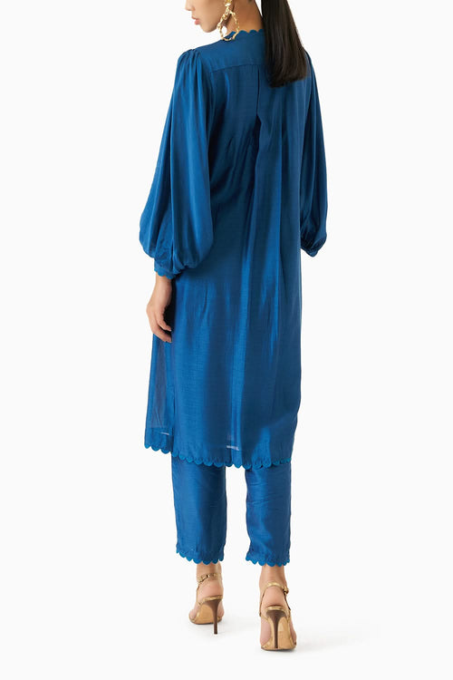 Blue Long Kurta With Pants