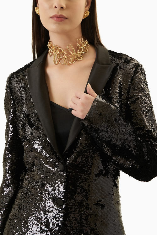 Classy Forever Black Sequins Jacket