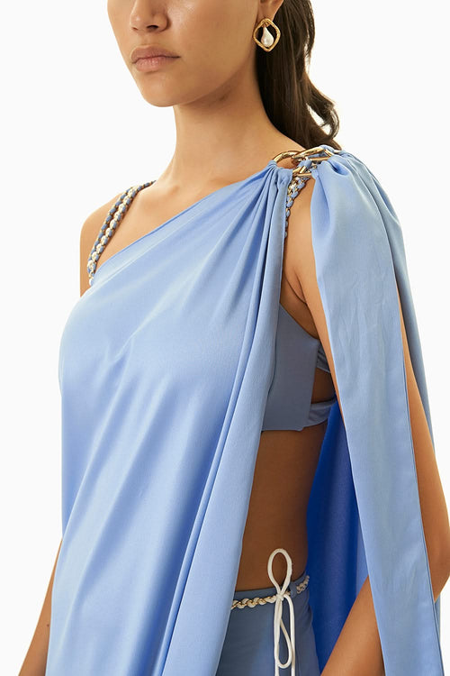 Furbelow Sarong in Mist Blue