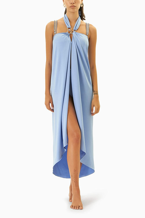 Furbelow Sarong in Mist Blue